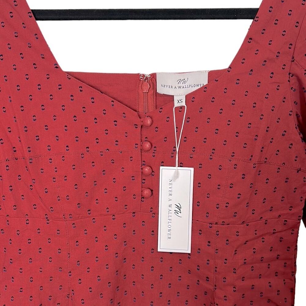 Never A Wallflower Baby Doll Maroon and Navy Mini Dress women’s size XS NWT - Picture 2 of 5